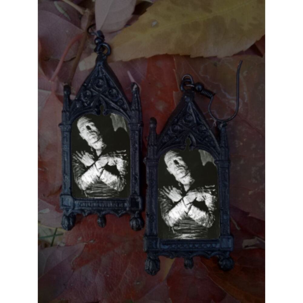 The Mummy Earrings Vintage Horror Monster Movie Gothic Jewelry Halloween Decor